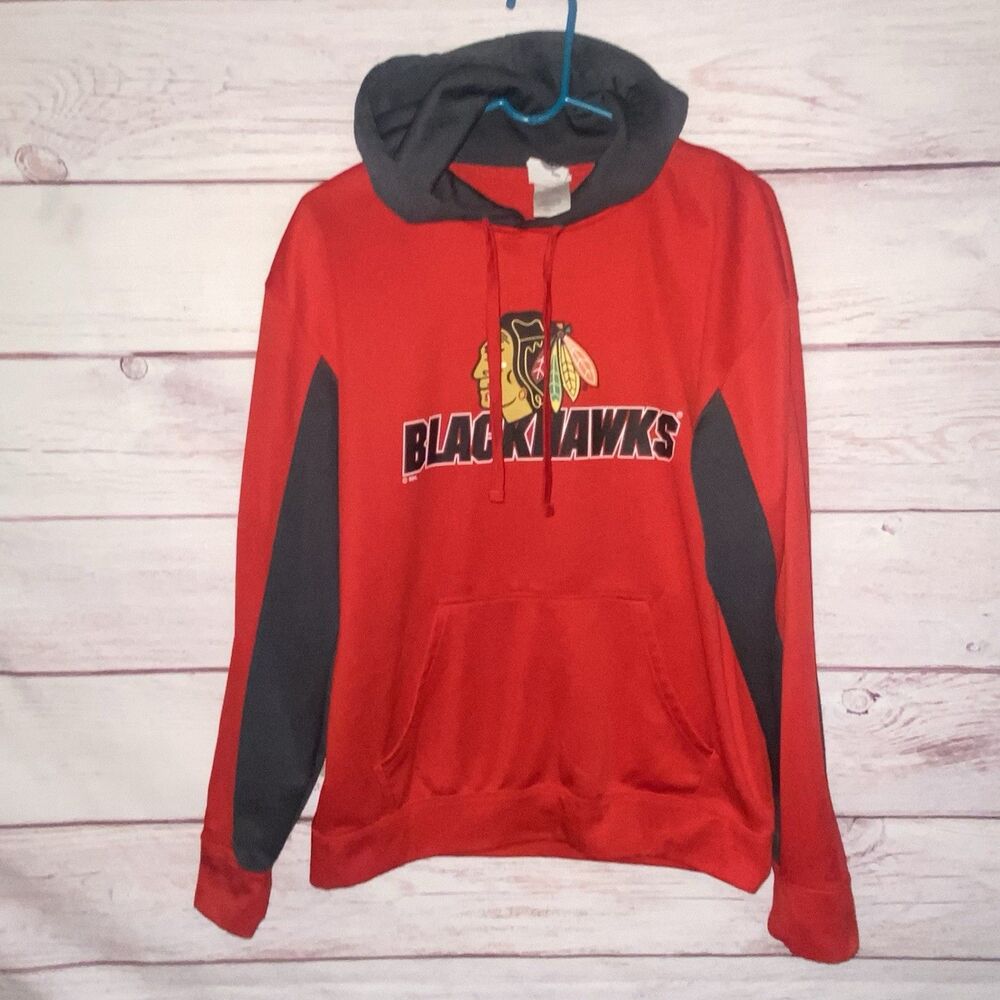 Chicago Blackhawks Mens M NHL Knights Apparel Red Black Pullover Hoodie